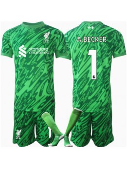 Liverpool Alisson Becker #1 Torwart Auswärts Trikotsatz für Kinder 2024-25 Kurzarm (+ Kurze Hosen)